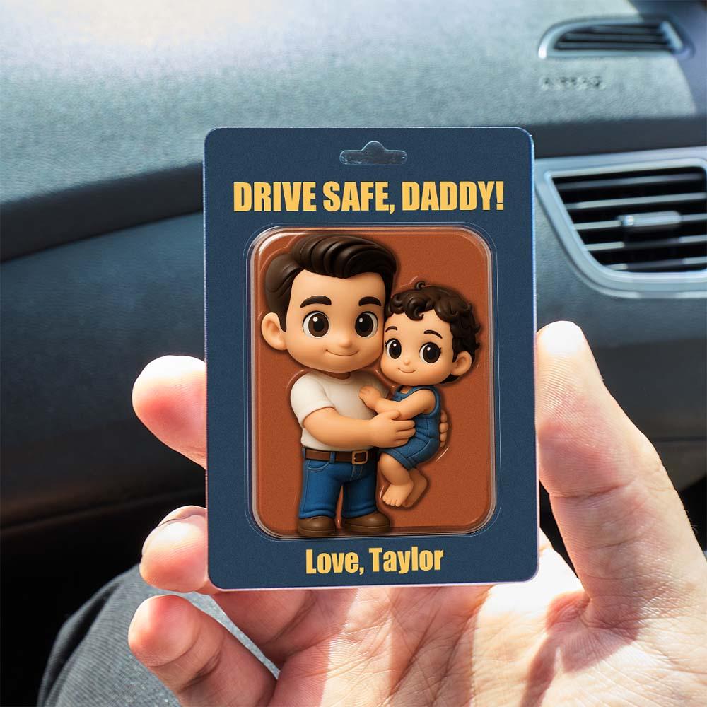 お父さんへのパーソナライズされた父の日ギフト、カスタム写真アクションフィギュアカーバイザークリップ、夫へのギフト、おじいちゃんへの誕生日プレゼント、カーアクセサリー