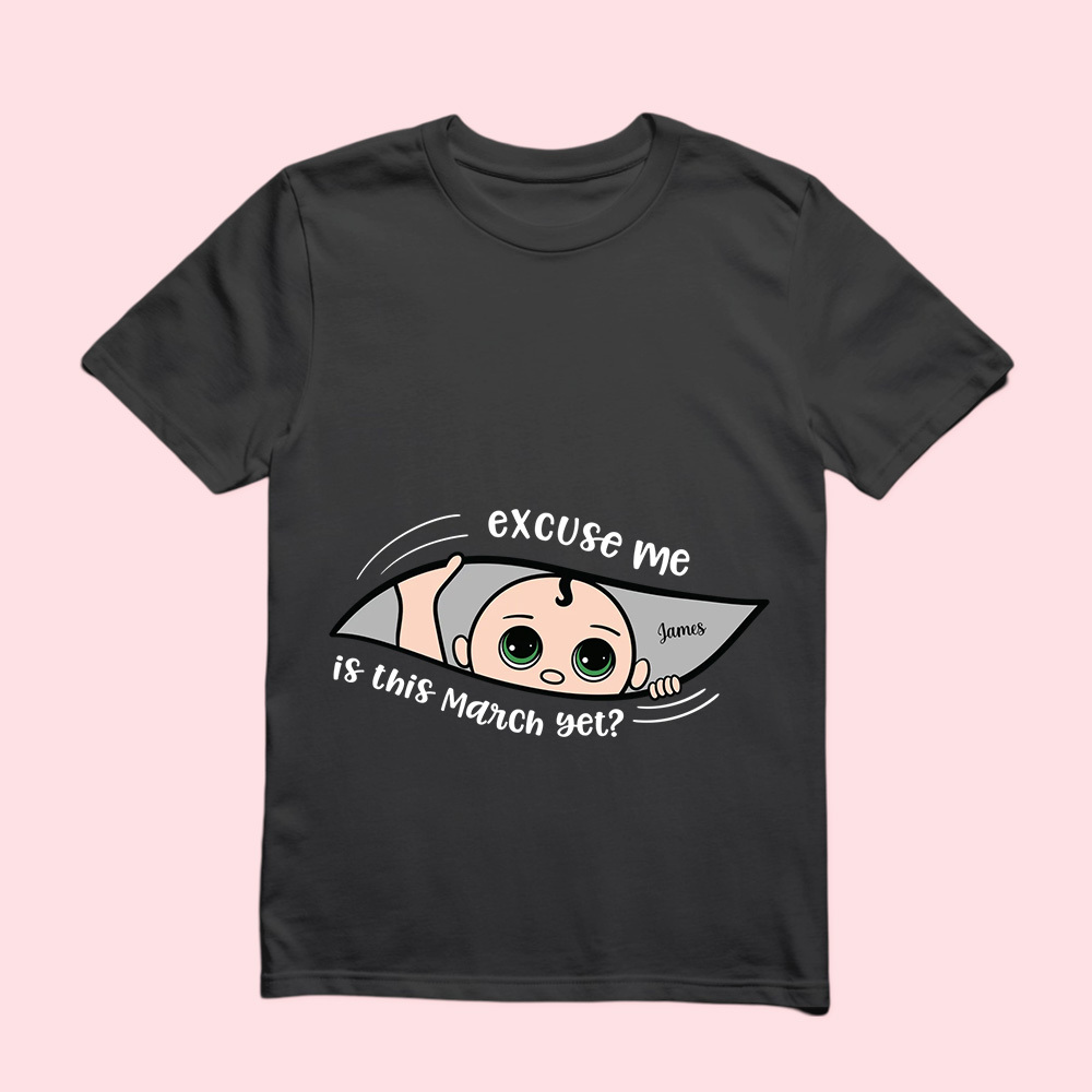 パーソナライズされたマタニティ シャツ、まだですか、妊娠のお知らせ、両親を期待しています - 