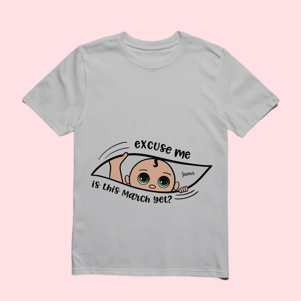 パーソナライズされたマタニティ シャツ、まだですか、妊娠のお知らせ、両親を期待しています - 