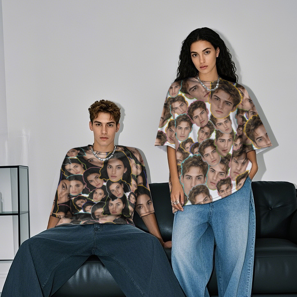 パーソナライズされたマッシュフェイス写真ヴィンテージtシャツカスタムフォトtシャツユニークなギフト -