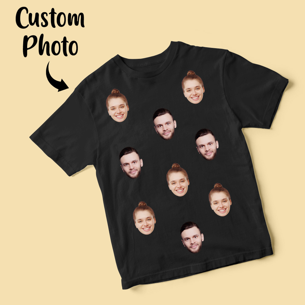 パーソナライズされたフェイスシャツ カップル向けのカスタムフェイスtシャツ 記念日のパーソナライズギフト - 