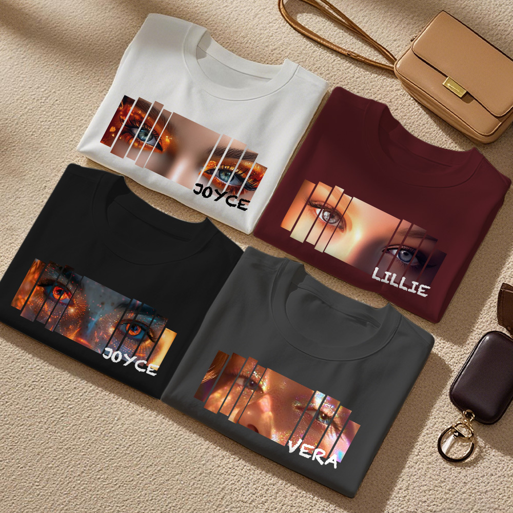 カスタムアイズシャツ ガールフレンドアイズtシャツ パーソナライズされた写真と名前 - 