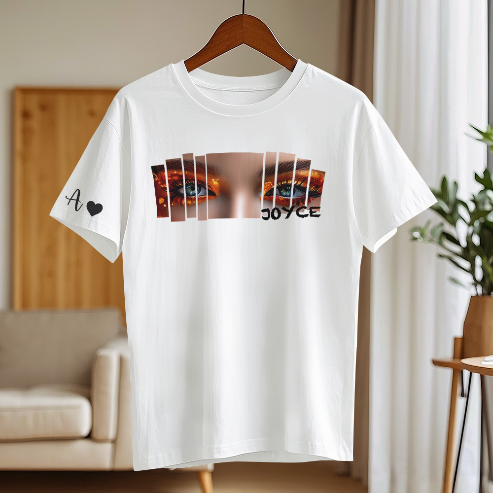 カスタムアイズシャツ ガールフレンドアイズtシャツ パーソナライズされた写真と名前 - 