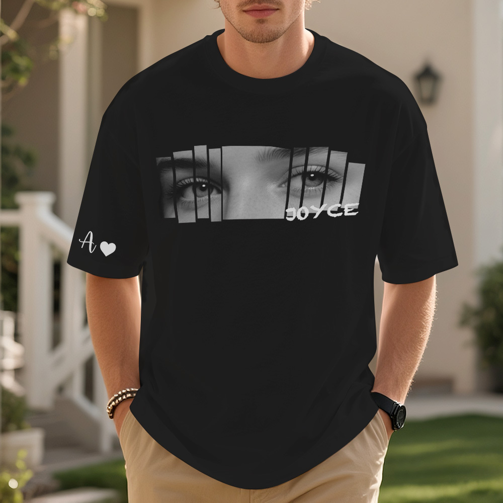 カスタムアイズシャツ ガールフレンドアイズtシャツ パーソナライズされた写真と名前 - 