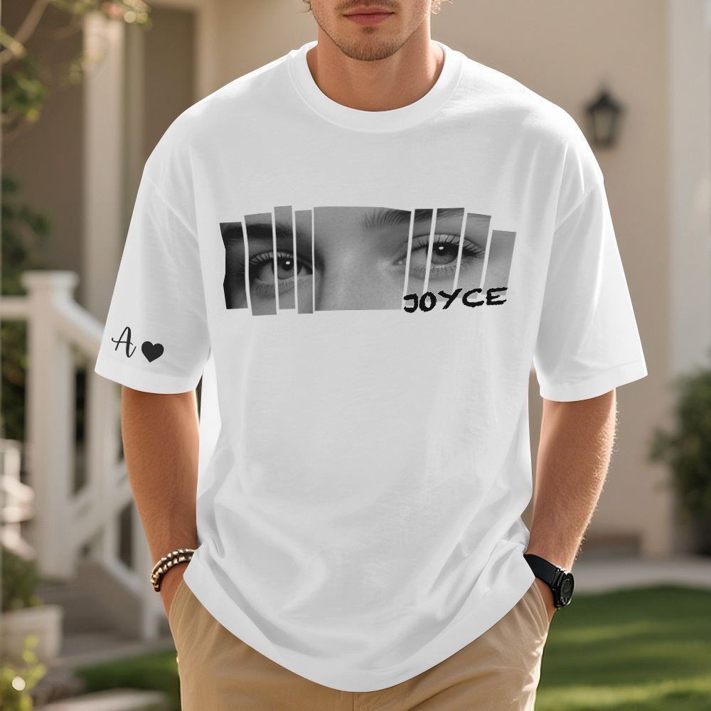 カスタムアイズシャツ ガールフレンドアイズtシャツ パーソナライズされた写真と名前 - 