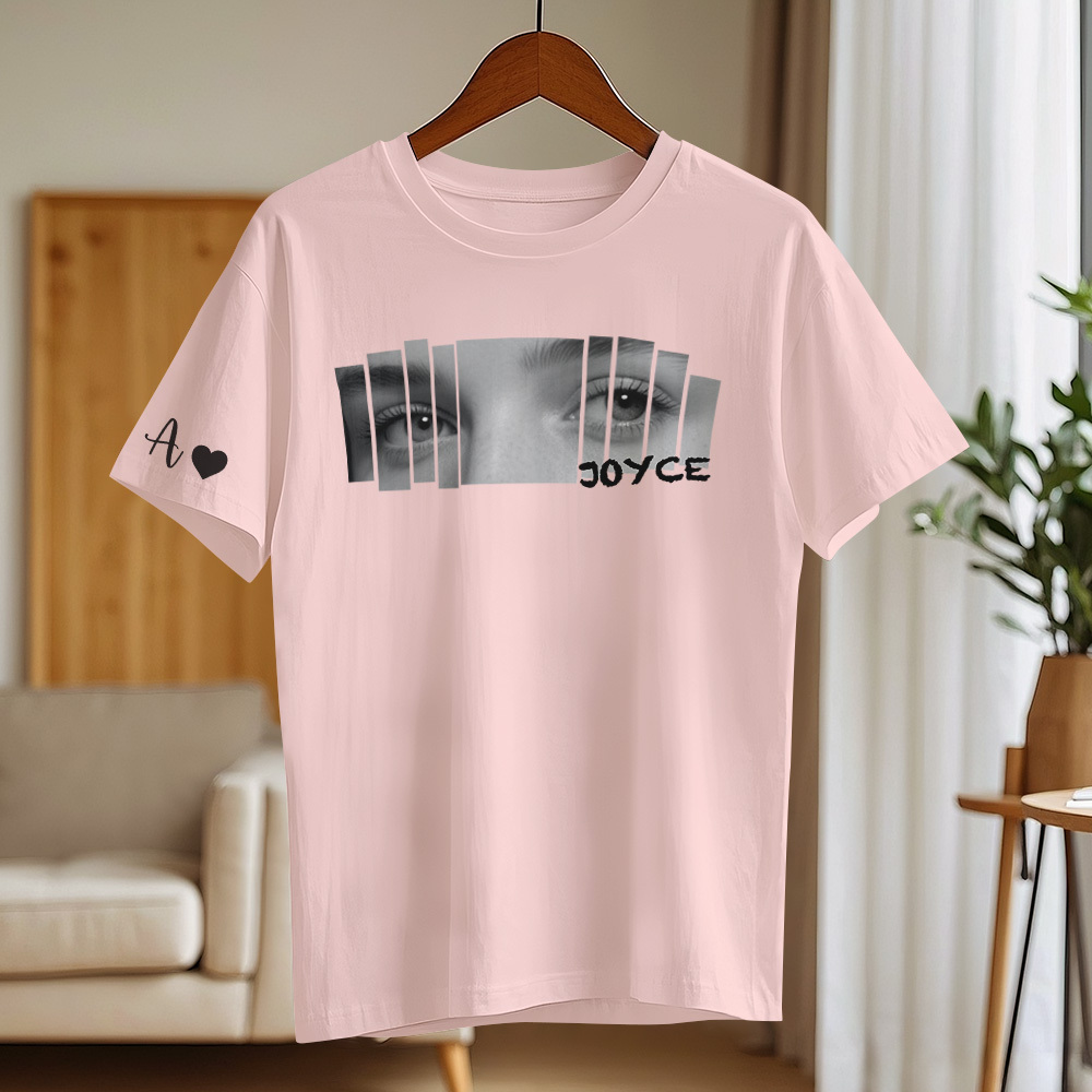 カスタムアイズシャツ ガールフレンドアイズtシャツ パーソナライズされた写真と名前 - 