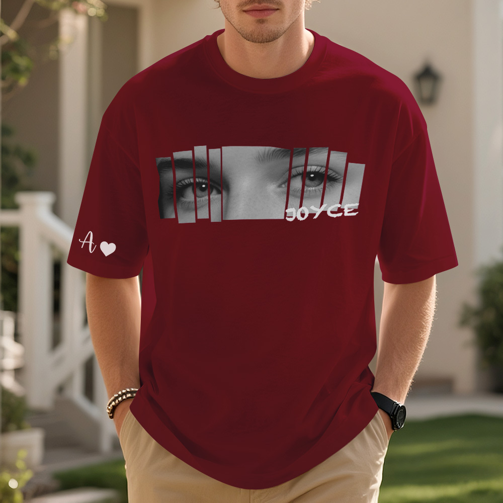 カスタムアイズシャツ ガールフレンドアイズtシャツ パーソナライズされた写真と名前 - 