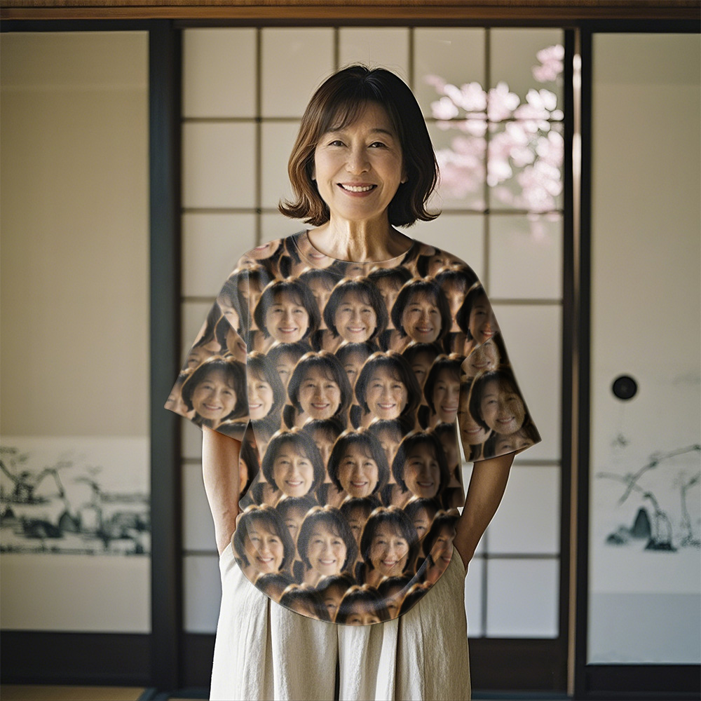 母の日ギフトカスタムフォトTシャツ－写真入り可能なオリジナルTシャフェイスマッシュギフト