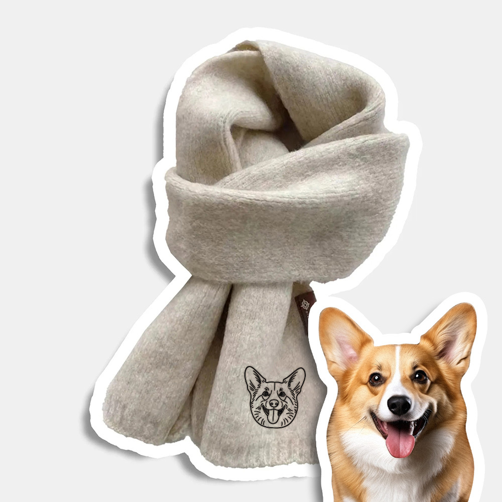 ペット愛好家のためのカスタム刺繍ペットポートレート織りスカーフマフラー猫犬マフラー - 