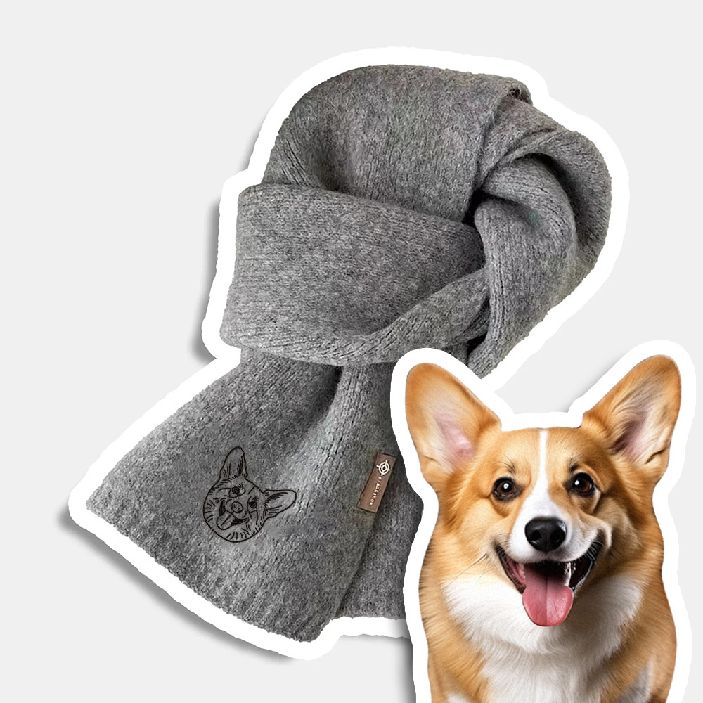 ペット愛好家のためのカスタム刺繍ペットポートレート織りスカーフマフラー猫犬マフラー - 