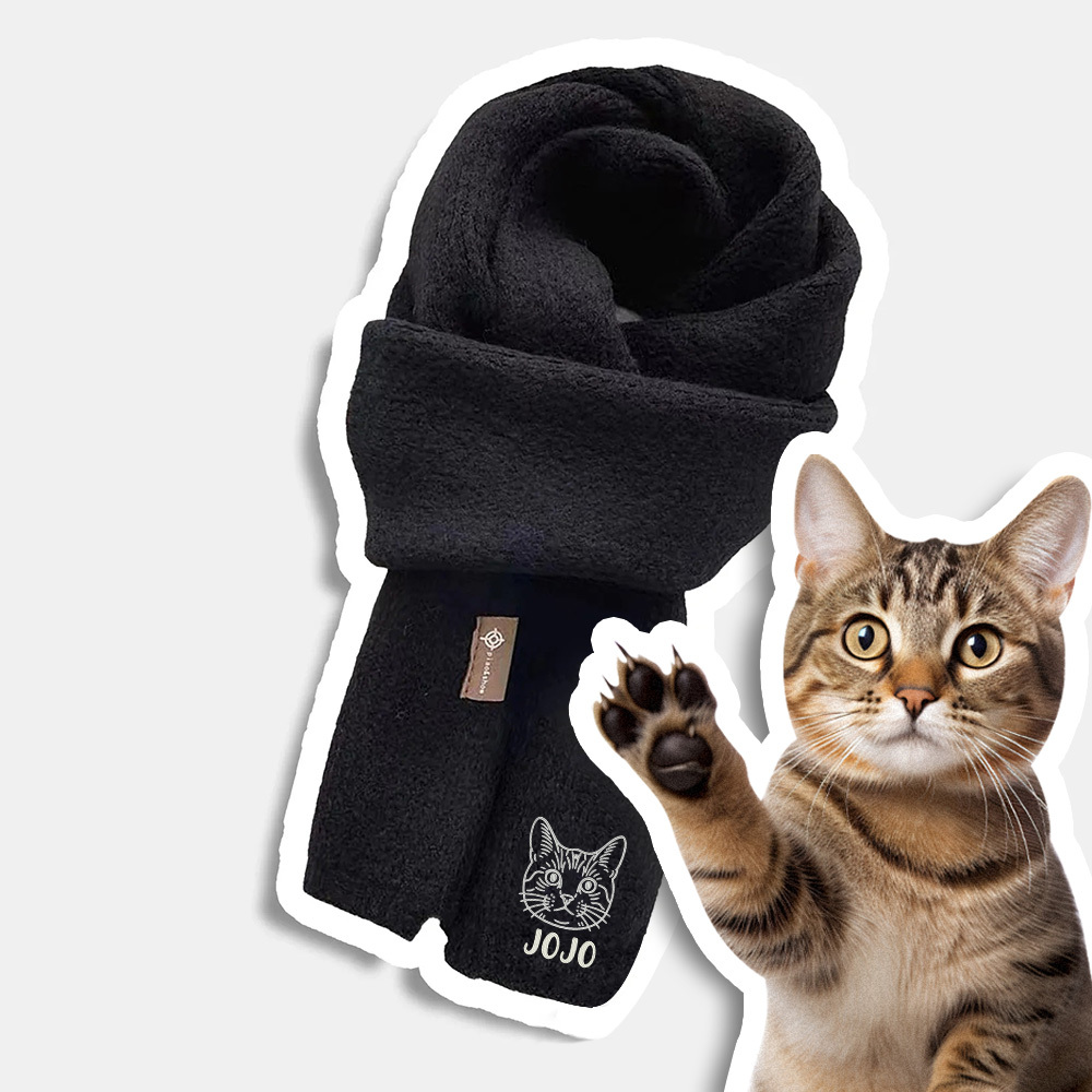 ペット愛好家のためのカスタム刺繍ペットポートレート織りスカーフマフラー猫犬マフラー - 
