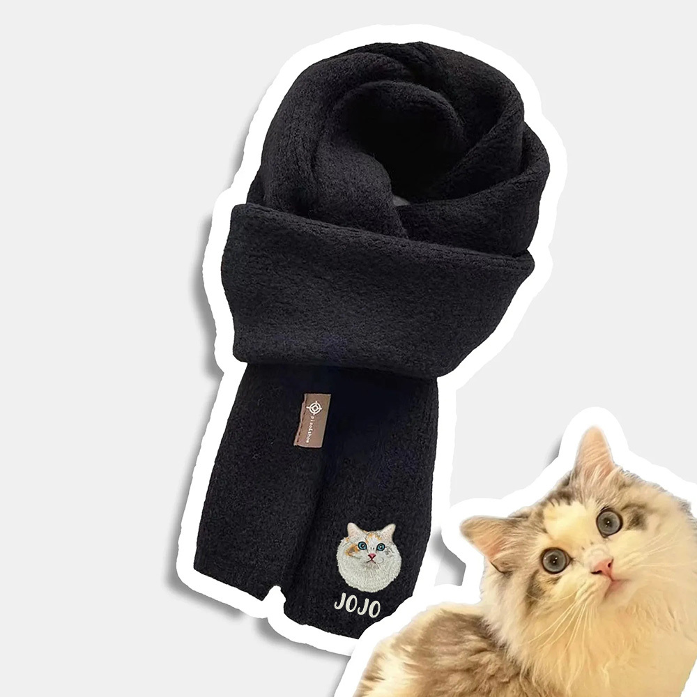 カスタム刺繍ペットの肖像画織スカーフマフラー猫犬マフラー