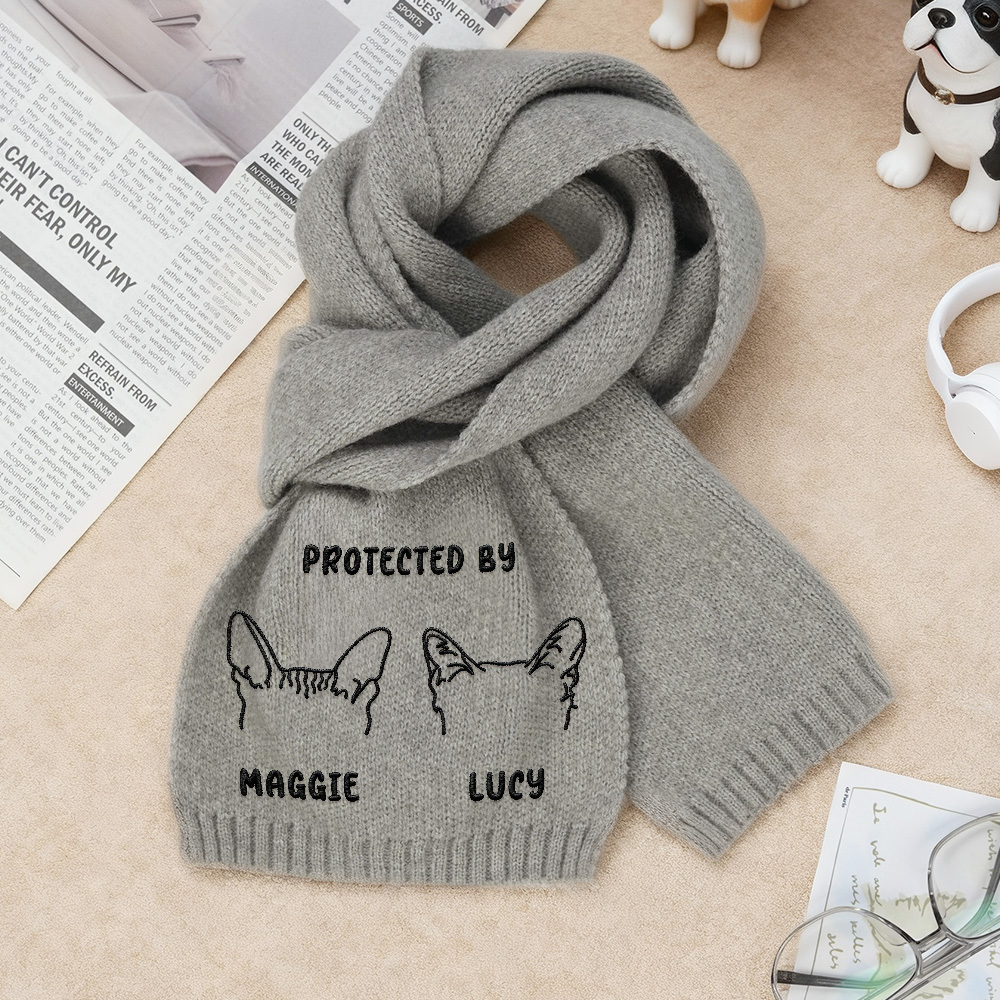 ペット愛好家のためのカスタム刺繍ペット肖像織りスカーフパーソナライズ犬用マフラー - 