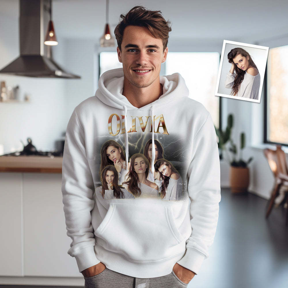 カスタム写真とテキストの服パーソナライズされた写真ギフトユニセックスパーソナリティヴィンテージライトニング T シャツ,パーカーユニークなギフト -