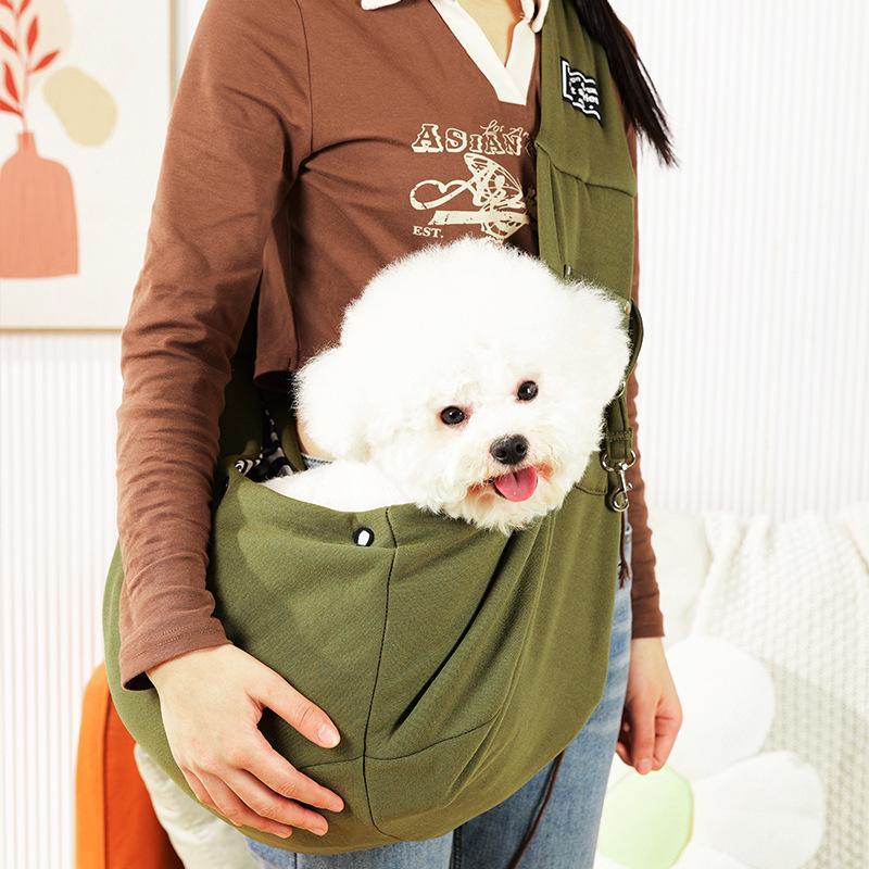 イニシャル入りペットキャリーバッグ｜小型犬・猫用カスタム斜めがけショルダーバッグ ペットお出かけバッグ