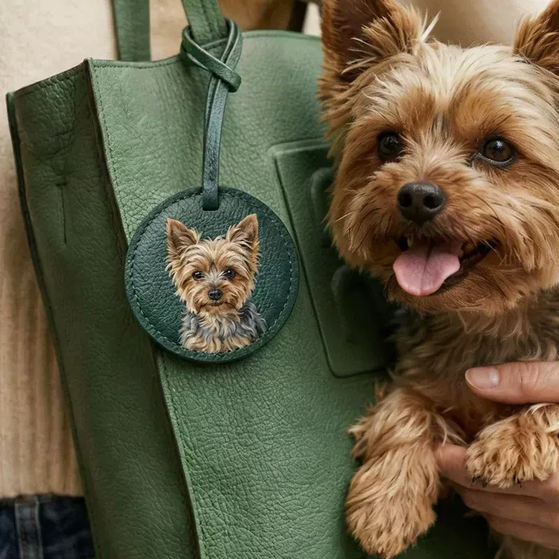 ペット写真入りレザーバッグチャーム｜愛犬・愛猫の写真と名前を刻印できるオリジナルバッグアクセサリー
