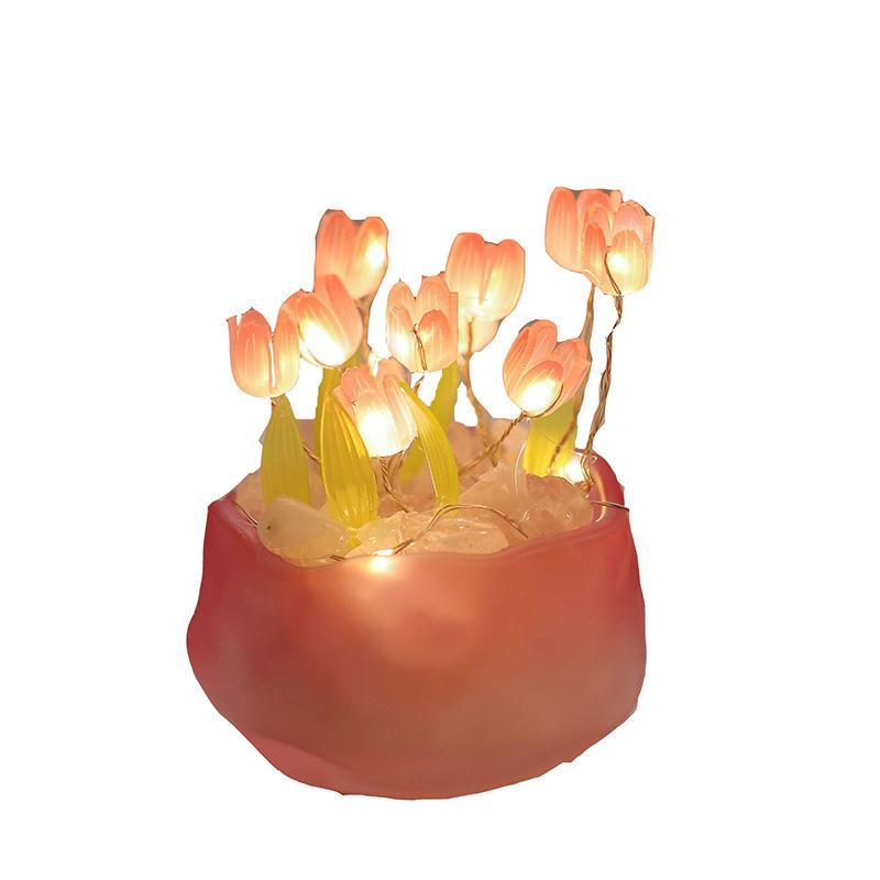 パンプキンカップチューリップdiyナイトライトロマンチックなチューリップパンプキンランタンクリエイティブな雰囲気のライト誕生日プレゼント -