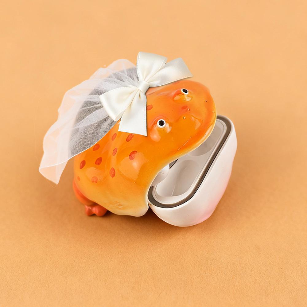 かわいいカエルのairpodsケース,小さな三つ編み付き,クリエイティブなシリコン製イヤホンカバー,airpods Pro保護ケース - 