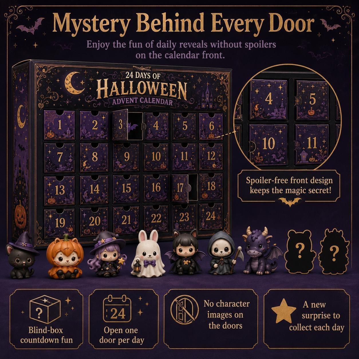 ハロウィン アドベントカレンダー 24日間｜ミニフィギュア カウントダウンカレンダー ブラインドボックス ハロウィン飾り コレクション