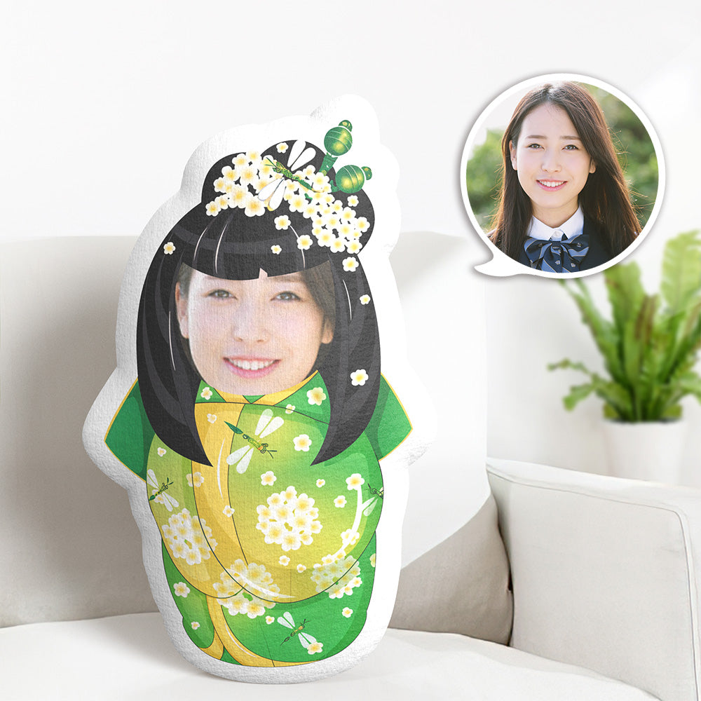 カスタム日本の着物枕 Minime 枕 My Face 枕 パーソナライズされた写真枕 ギフト - グリーン - 