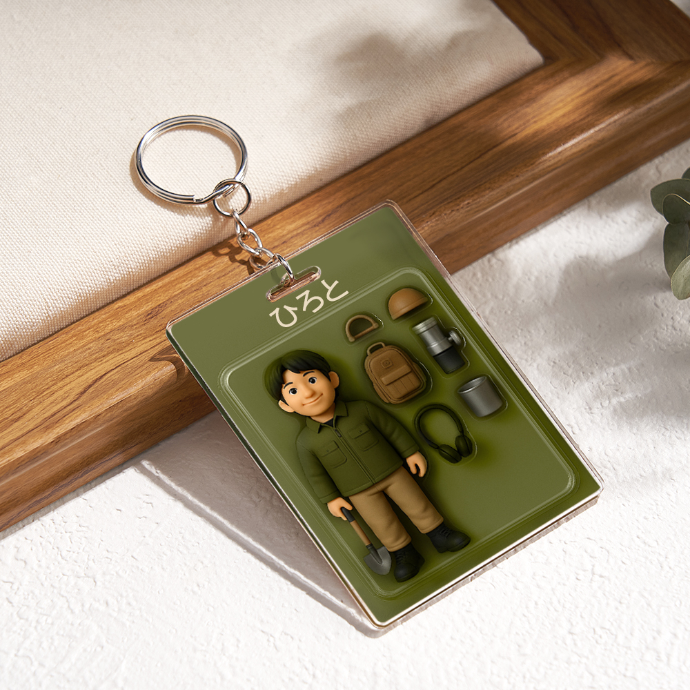 2d効果アクションフィギュアパックパッケージおもちゃ箱スタイルのアートギフトパーソナライズされたアクリルキーチェーンギフトママへの贈り物