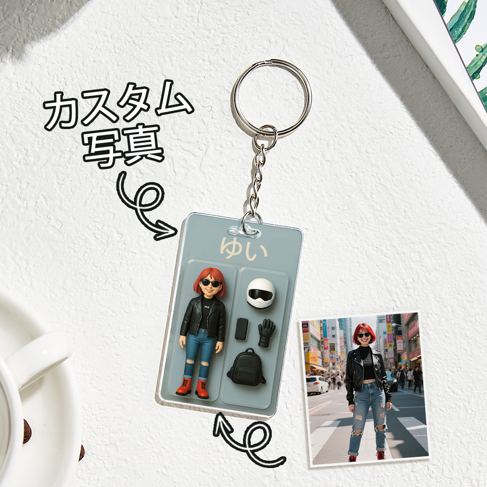 2d効果アクションフィギュアパックパッケージおもちゃ箱スタイルのアートギフトパーソナライズされたアクリルキーチェーンギフトママへの贈り物