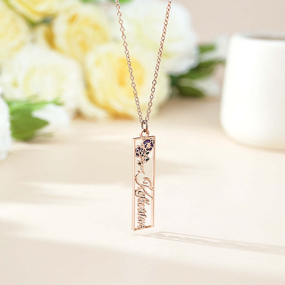 パーソナライズされた誕生花のネームネックレス,花嫁,ブライドメイド,女性へのギフト - 