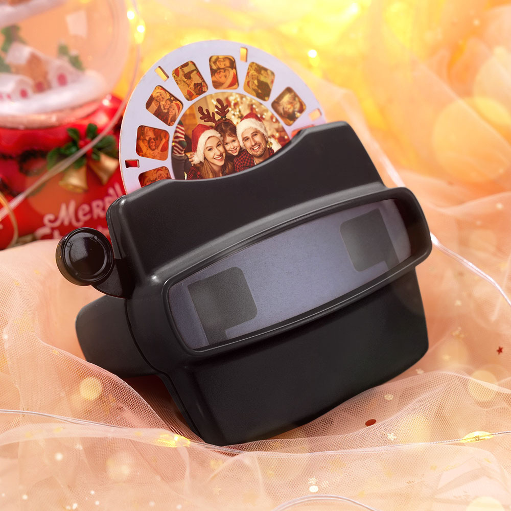 カスタムブルー 3d ビューファインダーとリール – 自分の写真でパーソナライズされたクリスマスギフト テキストと写真ビューア 複数のフィルムが利用可能 カップルへのギフト -