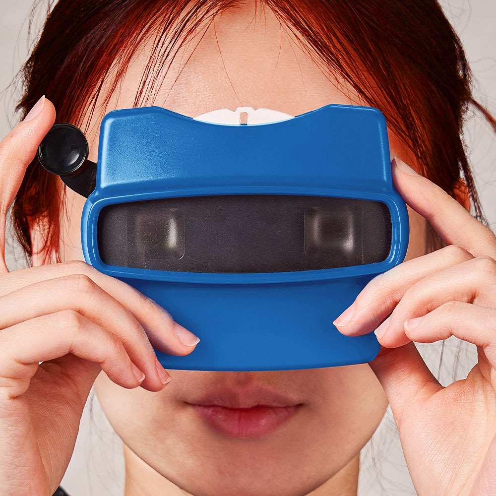カスタムブルー 3d ビューファインダーとリール – 自分の写真でパーソナライズされたクリスマスギフト テキストと写真ビューア 複数のフィルムが利用可能 カップルへのギフト -