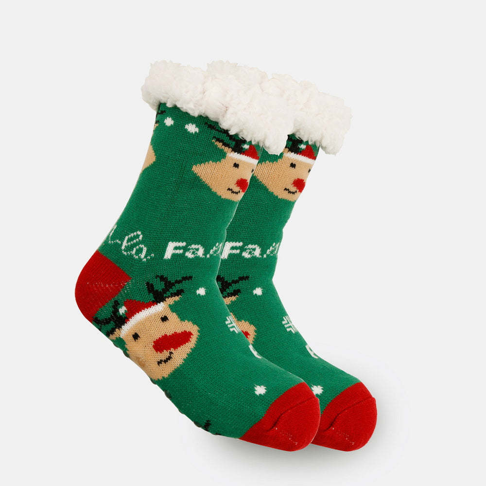 クリスマスソックス豪華なサンゴフリース冬ホームクリスマスソックスサンタクロースギフト厚い靴下 -
