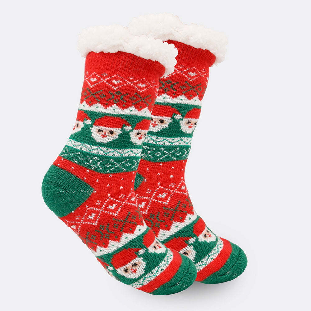 クリスマスソックス豪華なサンゴフリース冬ホームクリスマスソックスサンタクロースギフト厚い靴下 -