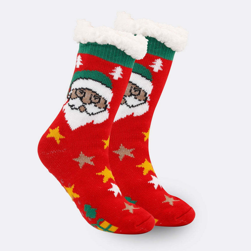 クリスマスソックス豪華なサンゴフリース冬ホームクリスマスソックスサンタクロースギフト厚い靴下 -