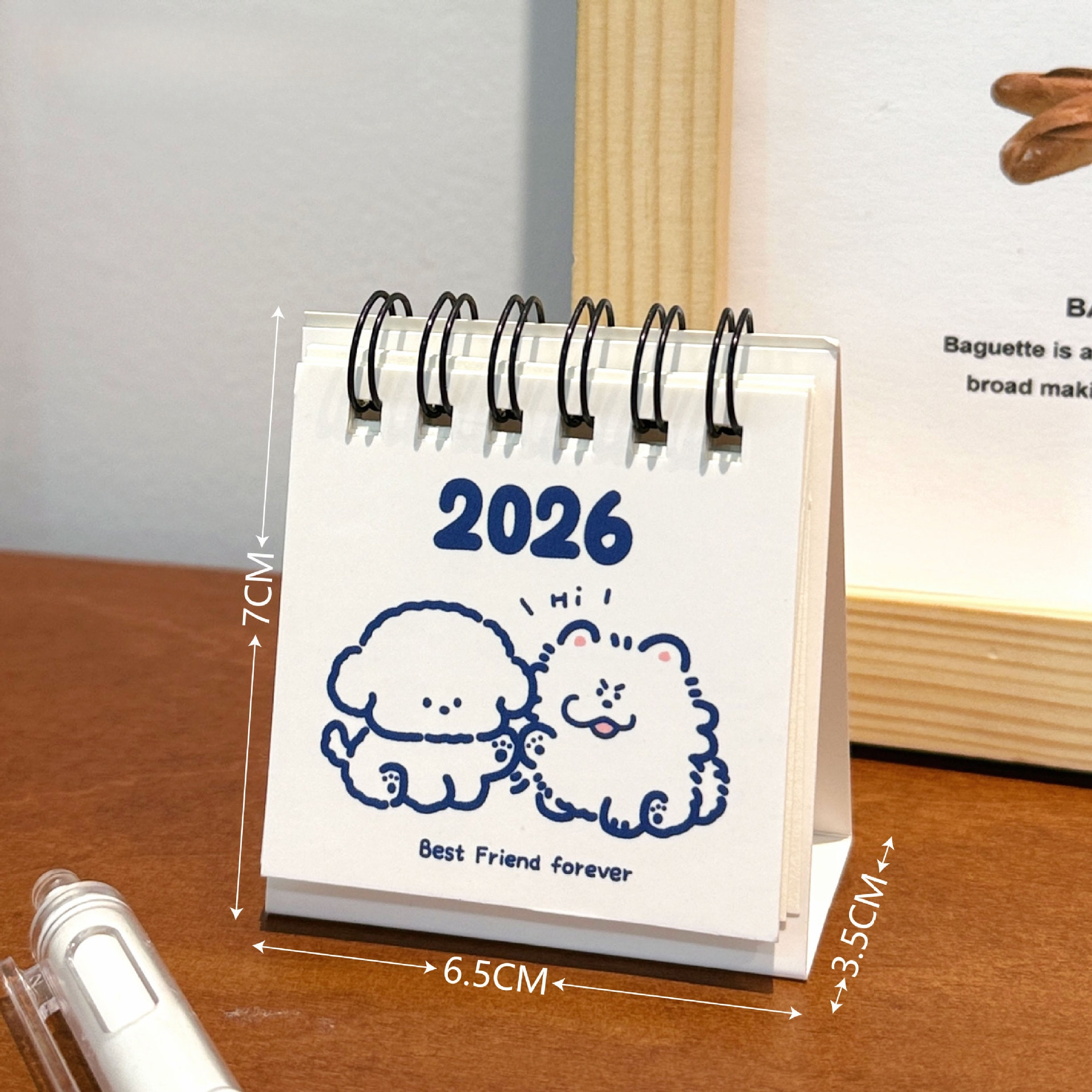 かわいいミニペットカレンダー 2026 ミニキッズデスクトップカレンダー 愛らしい動物プリント付き 6.5*3*7cm - 