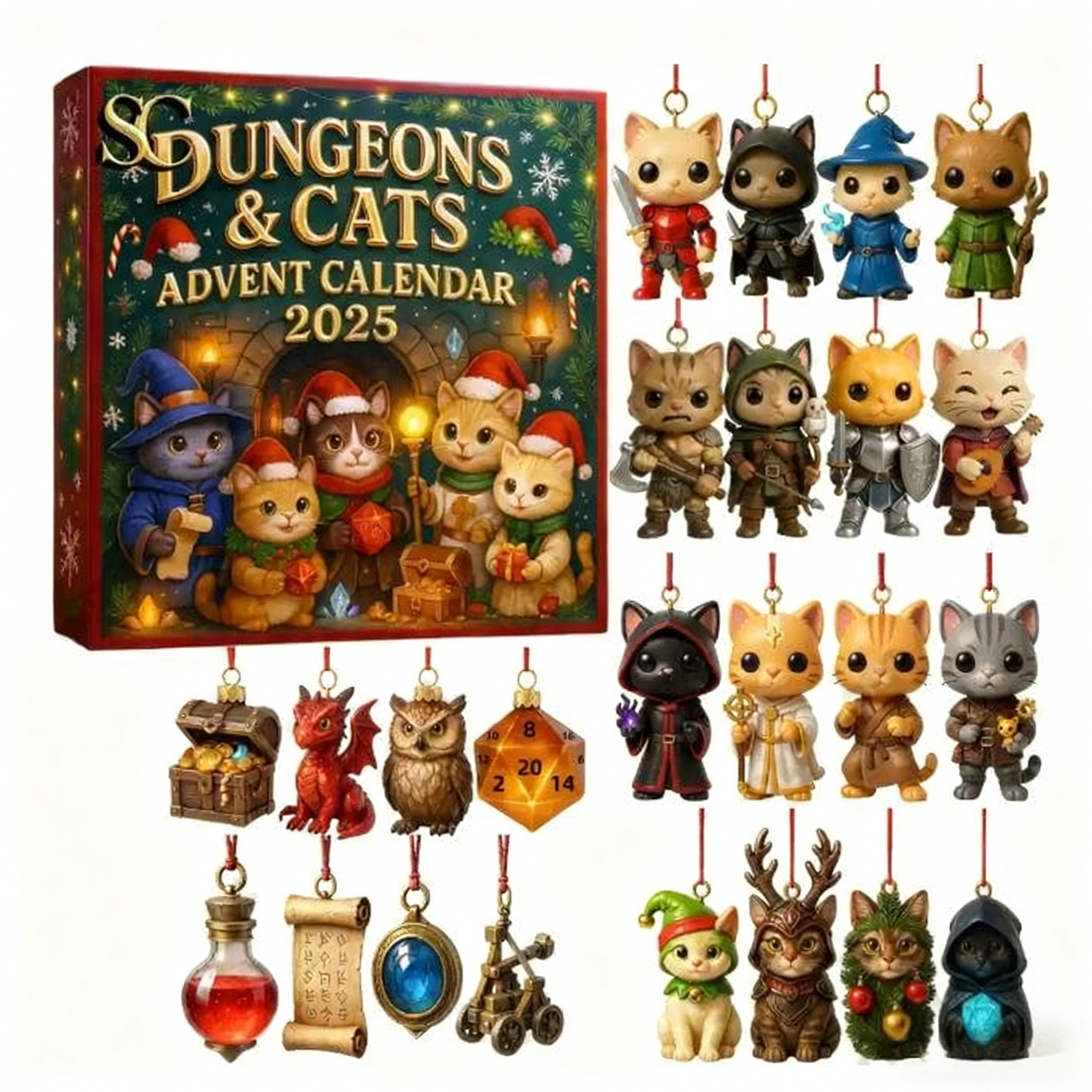 クリスマス キャット カウントダウン ブラインドボックス 24日間 アドベントカレンダー 猫好きの方へのサプライズ かわいい子猫ギフトボックス 2025 - 