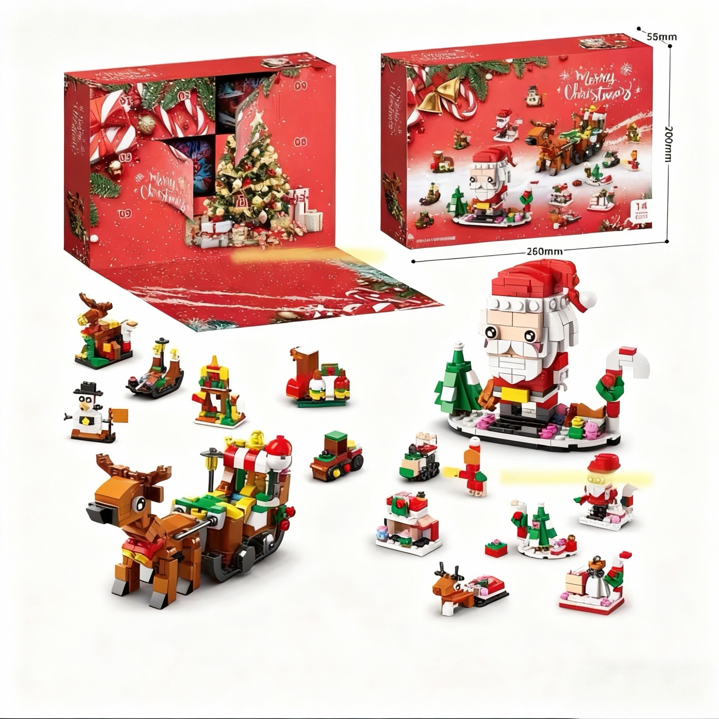 クリスマス ビルディングブロック ブラインドボックス お祝い ​​ミニブリック コレクターズアイテム ギフト クリスマス カウントダウン サプライズボックス - 