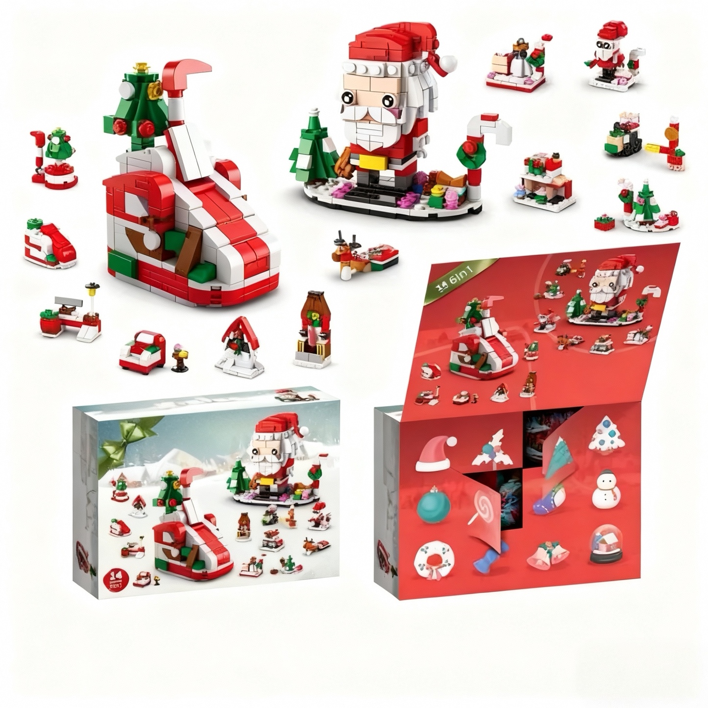 クリスマス ビルディングブロック ブラインドボックス お祝い ​​ミニブリック コレクターズアイテム ギフト クリスマス カウントダウン サプライズボックス - 