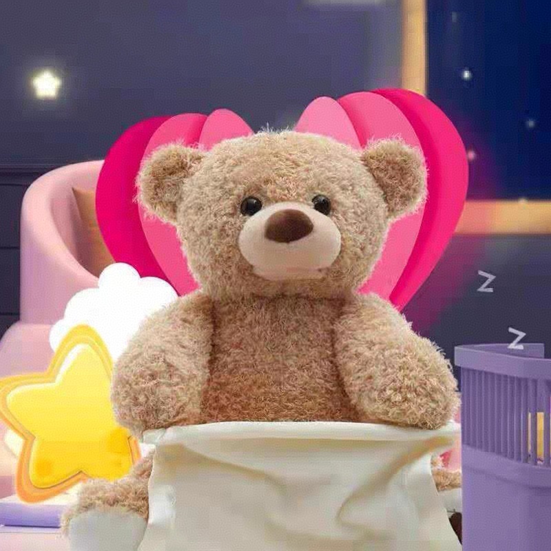 赤ちゃん用ピーカブーベアおもちゃ かわいい隠れ顔ぬいぐるみ インタラクティブな癒しのテディベア 幼児用 - 