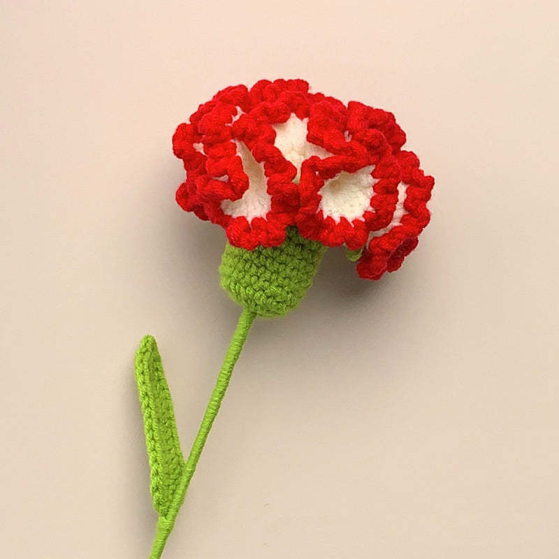 カーネーションかぎ針編みの花のブーケ-手作り編みの花束恋人への贈り物