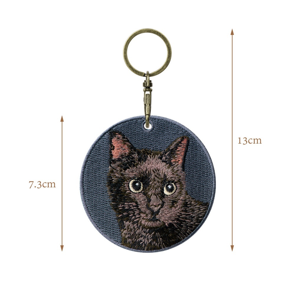 刺繍入り猫キーホルダー.リアルな猫種デザイン.猫好きの方にぴったりのかわいい動物キーホルダー. - 