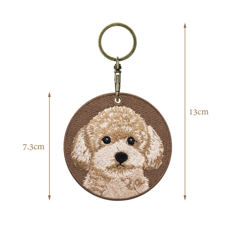 刺繍入り犬キーホルダー.リアルな犬種デザイン.犬好きの方にぴったりのかわいい動物キーホルダー. - 