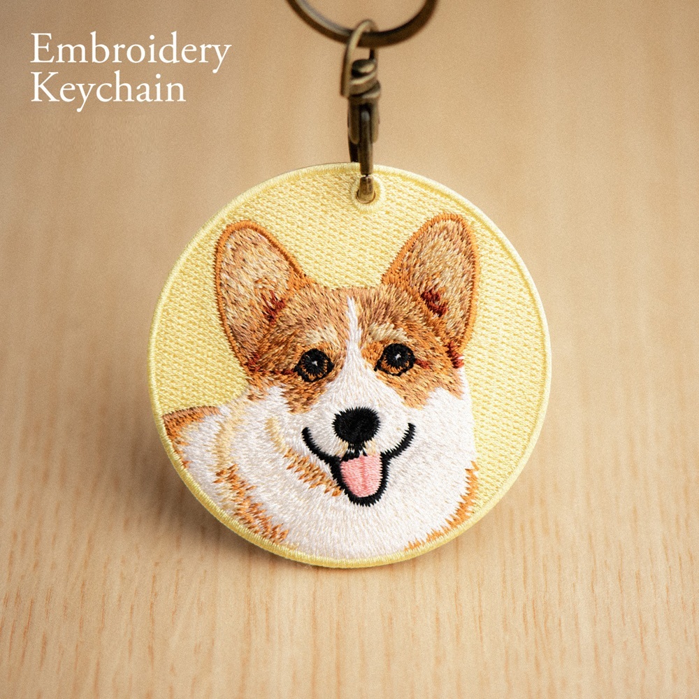 刺繍入り犬キーホルダー.リアルな犬種デザイン.犬好きの方にぴったりのかわいい動物キーホルダー. - 