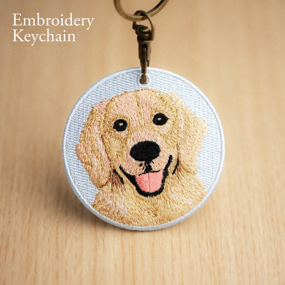 刺繍入り犬キーホルダー.リアルな犬種デザイン.犬好きの方にぴったりのかわいい動物キーホルダー. - 
