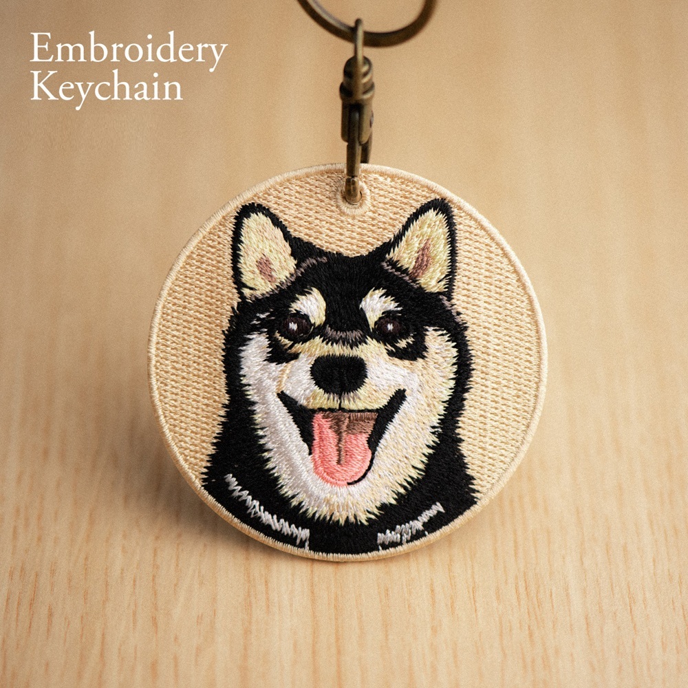 刺繍入り犬キーホルダー.リアルな犬種デザイン.犬好きの方にぴったりのかわいい動物キーホルダー. - 
