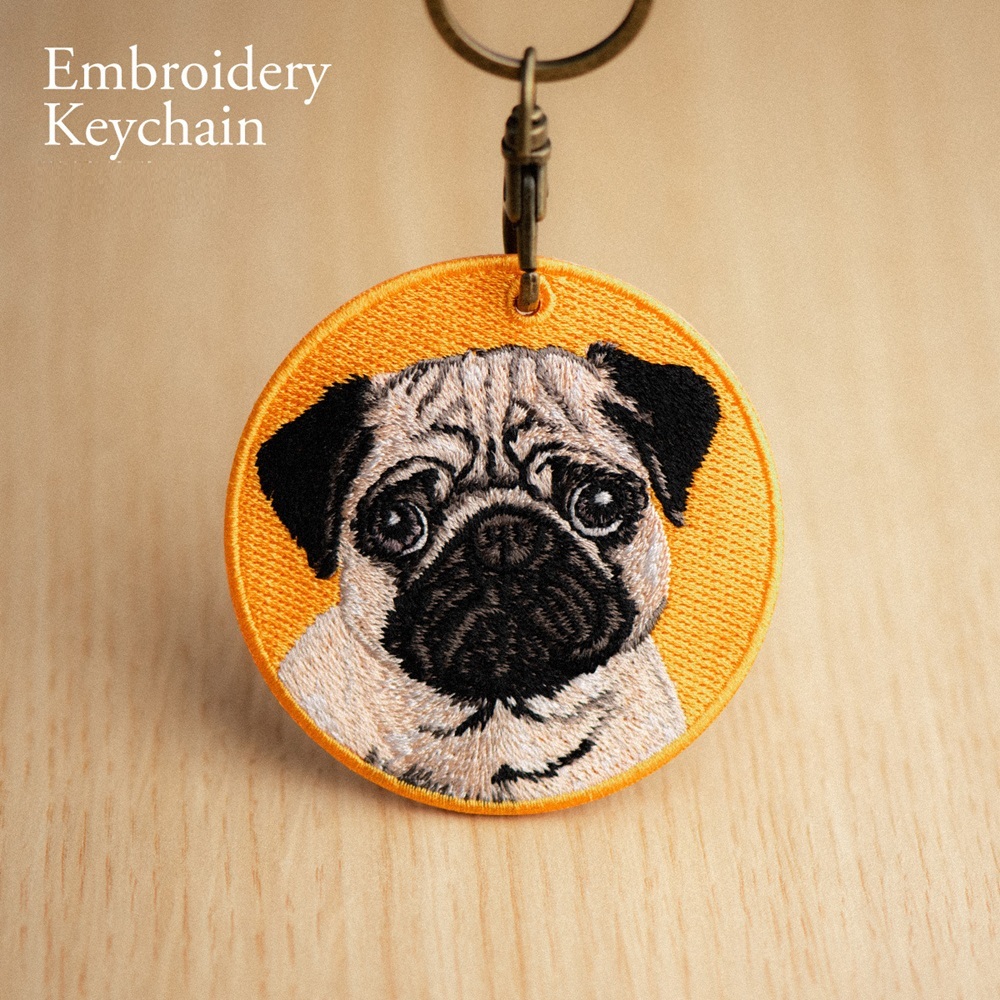 刺繍入り犬キーホルダー.リアルな犬種デザイン.犬好きの方にぴったりのかわいい動物キーホルダー. - 