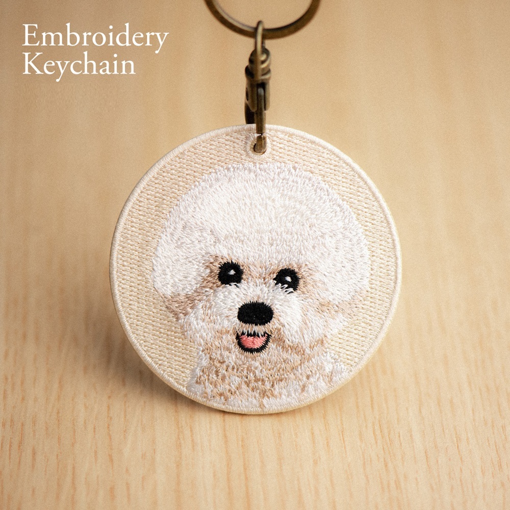 刺繍入り犬キーホルダー.リアルな犬種デザイン.犬好きの方にぴったりのかわいい動物キーホルダー. - 