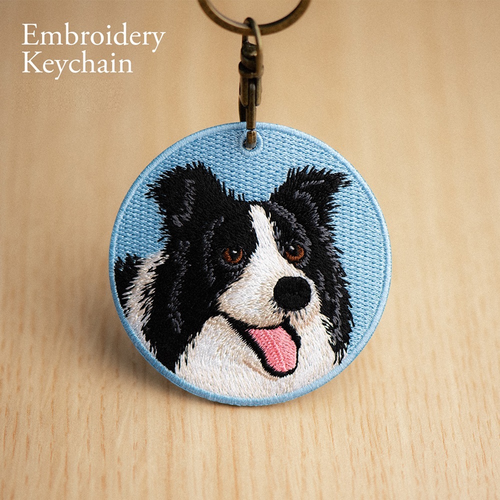 刺繍入り犬キーホルダー.リアルな犬種デザイン.犬好きの方にぴったりのかわいい動物キーホルダー. - 