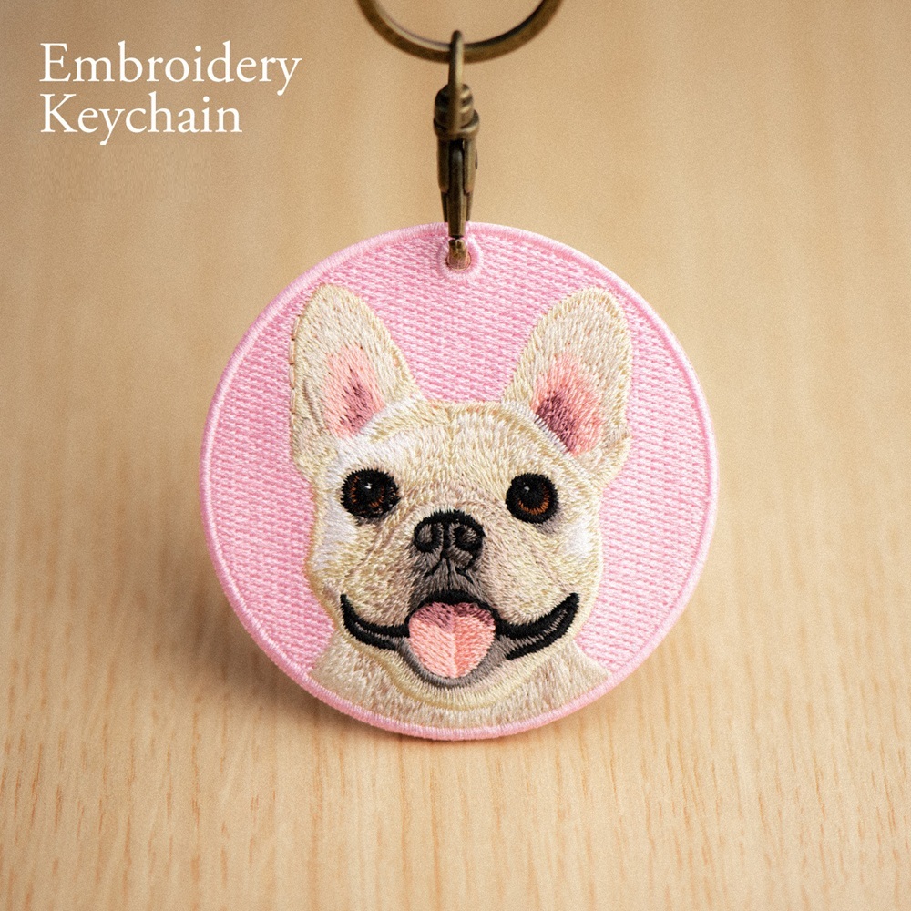 刺繍入り犬キーホルダー.リアルな犬種デザイン.犬好きの方にぴったりのかわいい動物キーホルダー. - 