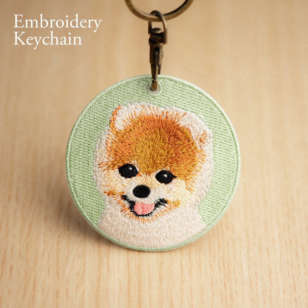 刺繍入り犬キーホルダー.リアルな犬種デザイン.犬好きの方にぴったりのかわいい動物キーホルダー. - 