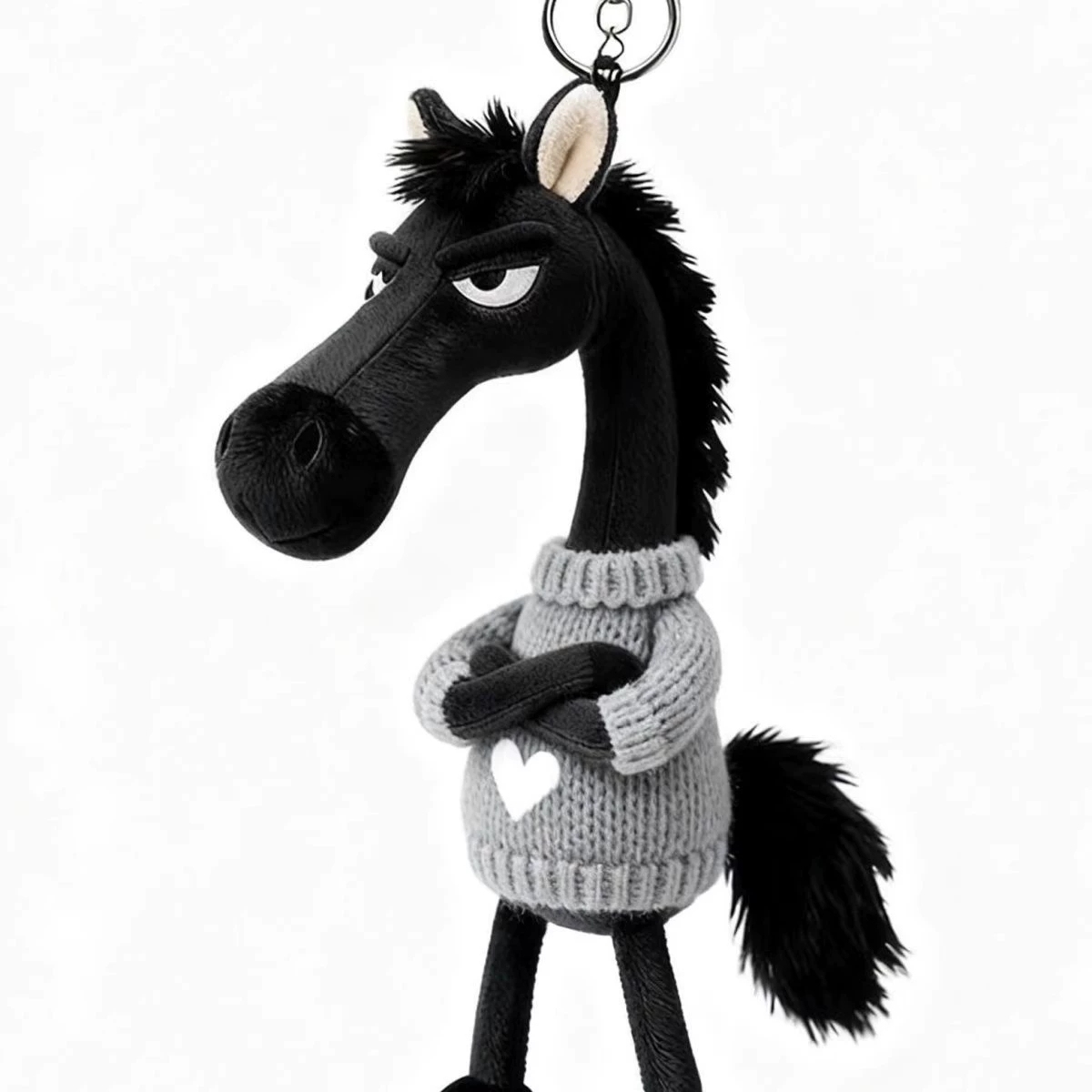 2026年 幸運の馬年 マスコット クールな黒馬のぬいぐるみチャーム バッグ用 2026年 新年ギフト
