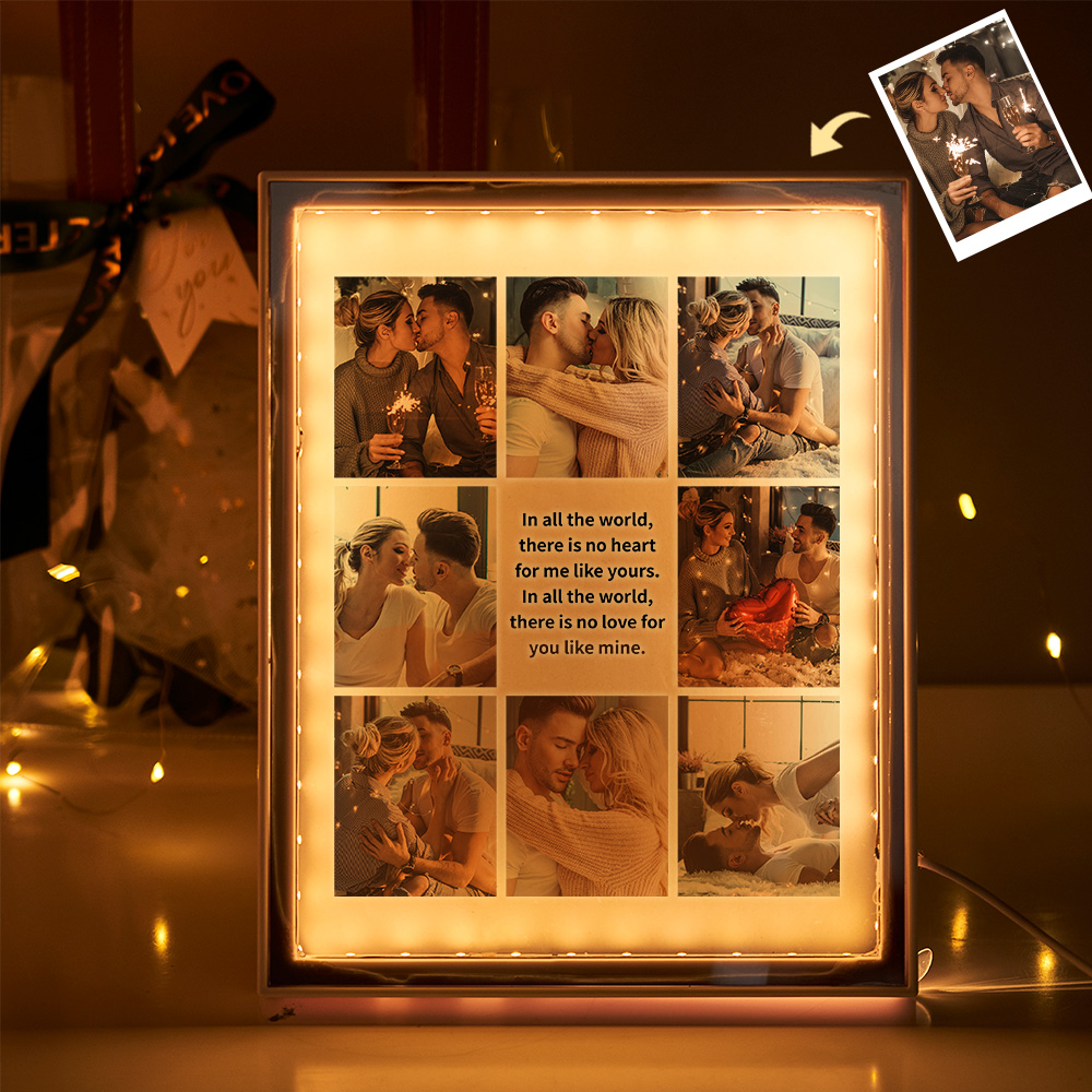 カスタムフォトナイトライト カップルフォトフレーム カスタムレター 誕生日プレゼント ミラーライト フォトミラー カスタムネームミラー